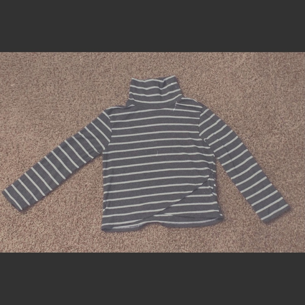 Grey Striped Turtleneck